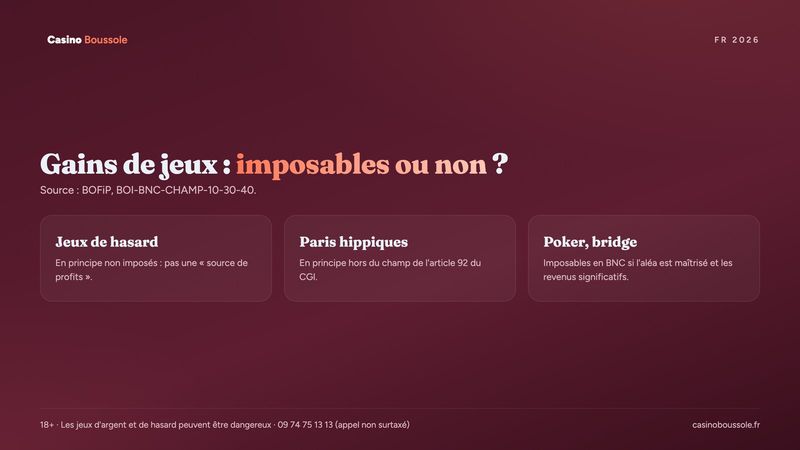 Imposition des gains de jeux d'argent en France : jeux de hasard, paris hippiques et poker