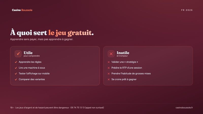 Ce que le jeu gratuit permet d'apprendre et ce qu'il ne prouve pas